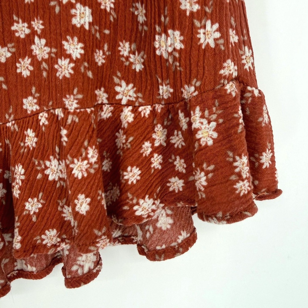 Abercrombie & Fitch Rust Orange Floral Ditsy Ruffle Mini Skirt Cottage Earthy S - Picture 4 of 8